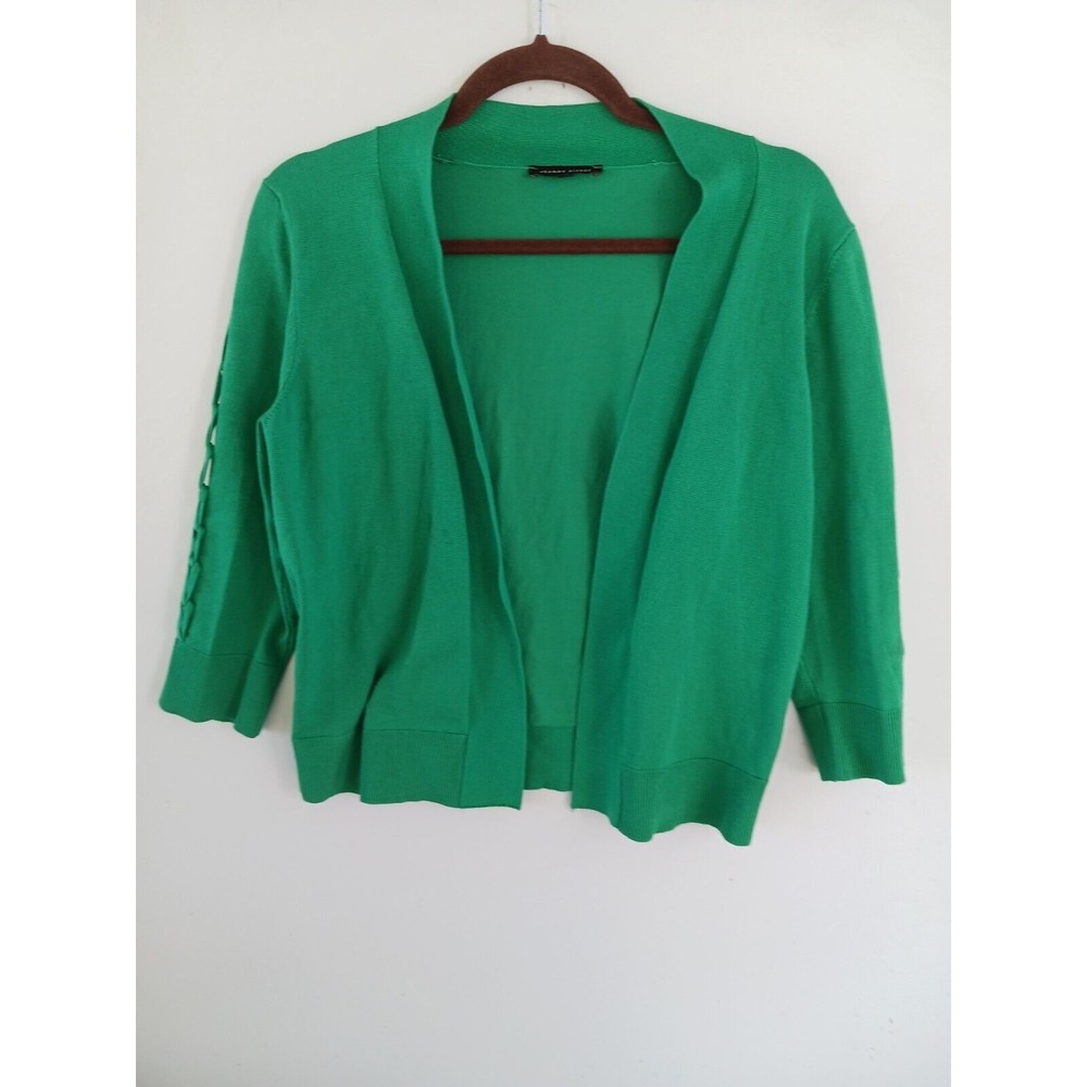 Jeanne Pierre Cardigan Womens Size Medium Green Long Detailed Sleeve